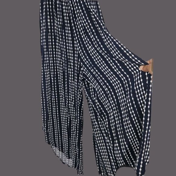 J For Justify Jumpsuit Navy Blue & White Striped  Large - Picture 5 of 8